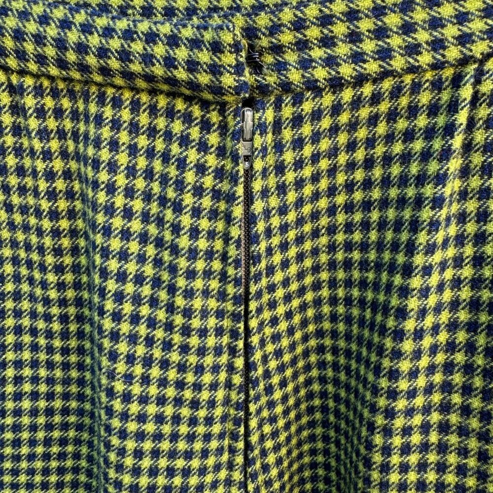 Pendleton Vintage 60s 70s Virgin Wool Houndstooth Twee‎ Mod A-Line Skirt Green S - Picture 5 of 9